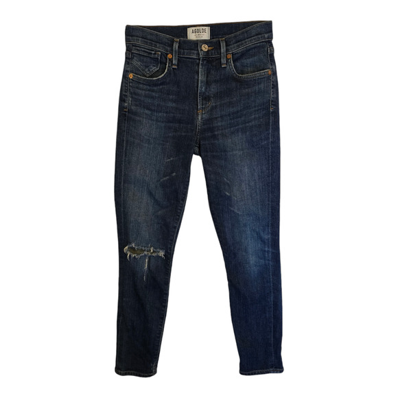 Agolde Jeans Womens Size 24 Blue Skinny Distressed Cropped Urban Casual City - Picture 1 of 15